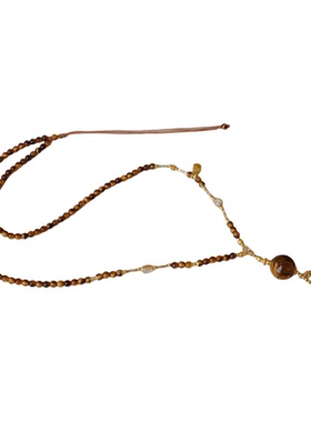 轻奢天然虎眼石项链长秋冬毛衣链