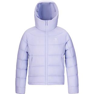 骆驼女装轻薄鹅绒服2025新款冬季连帽保暖加厚短款羽绒服紫色外套