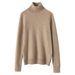 高端100纯山羊绒衫女高领秋冬季针织打底衫大码宽松翻领保暖毛衣