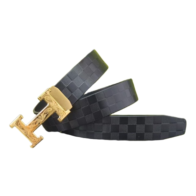 不锈钢工字自动扣头层牛皮腰带H扣时尚百搭高档大气头层牛皮男士