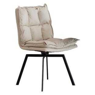 克罗利真皮餐椅法式奶油风可旋转家用轻奢高级感靠背椅餐厅椅子