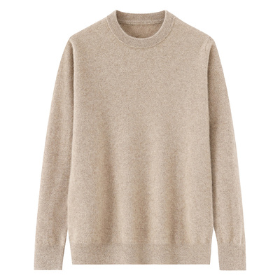 100%纯山羊绒衫男士圆领针织衫