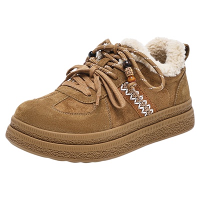 依思Q复古板鞋女款加绒棉鞋