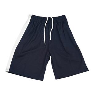 校服裤子宽白边藏青色纯棉夏季五分短裤一道杠初高中小学运动校裤