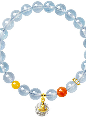 宫里上新蓝宝纳福天然海蓝宝手链