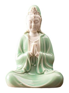 陶瓷家用供奉观音佛像摆件灯圈