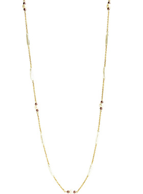 小银条珍珠简洁优雅镀真金毛衣链