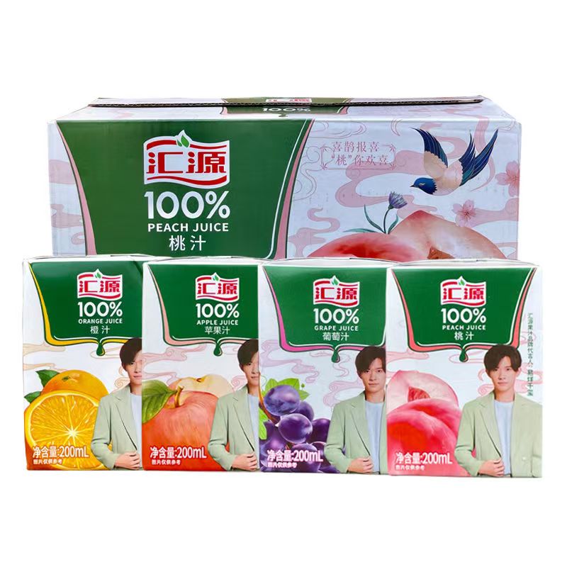 汇源100%桃汁200ml*12盒24盒