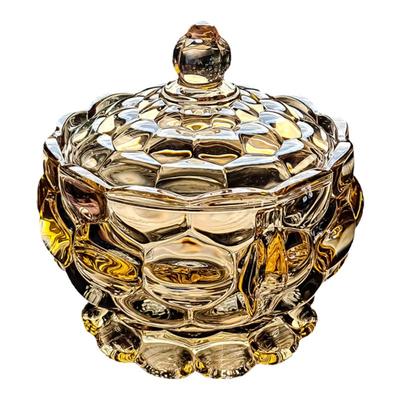 水晶玻璃水果盘带盖家用