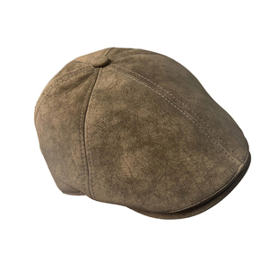 麂皮绒前进帽女秋冬美式复古贝雷帽子百搭显脸小安可拉红色鸭嘴帽