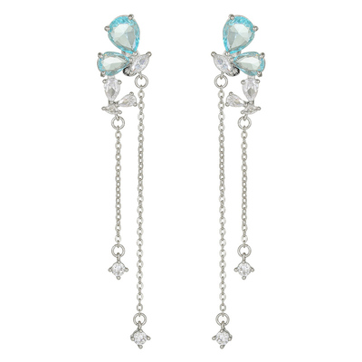 青璃蝶影耳机钻扣耳机夹流苏时尚