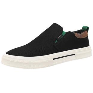 老北京布鞋男款夏季透气百搭休闲板鞋一脚蹬运动轻便黑色帆布潮鞋