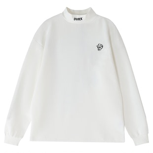 DEVEREUX潮流骷髅头印花高尔夫运动休闲卫衣男白色高领长袖T恤