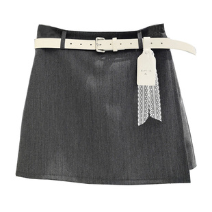 YIMOXI高腰短裙女2025春夏防走光开叉A字裙时尚百搭十三行半身裙