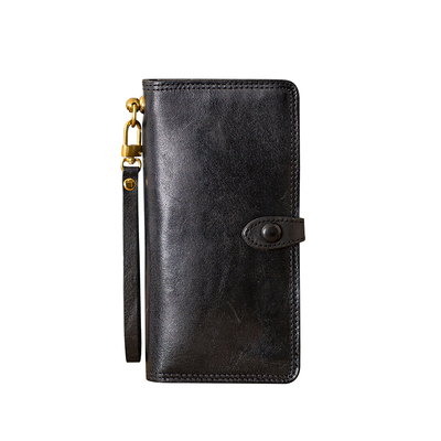 后步复古简约植鞣牛皮长款钱包