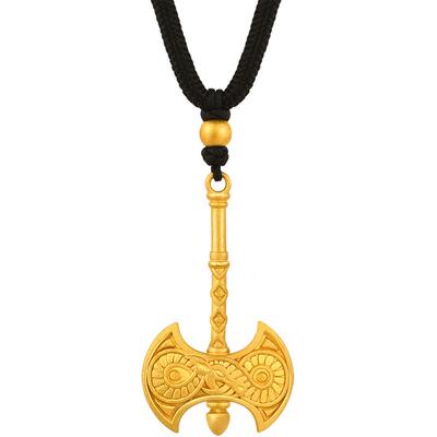 周生生古法黄金足金NOIR酷黑系列斧头项链男士黄金吊坠90636Z计价