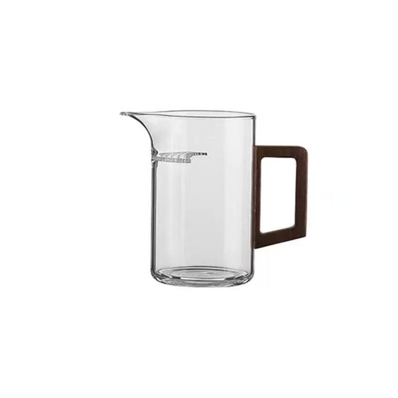 月牙泡茶杯公道杯木把玻璃茶漏一体泡绿茶分茶器茶具公杯带过滤