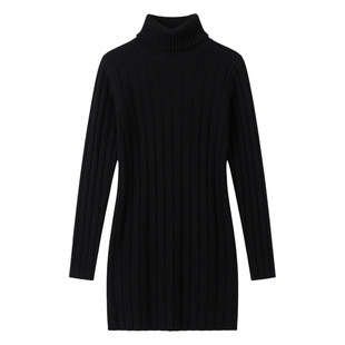 针织连衣裙女秋冬高领小个子修身包臀内搭打底裙十三行大朗毛衣裙