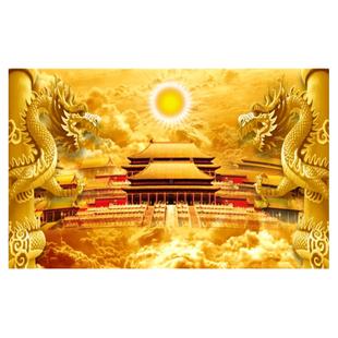 南天门佛像背景画天庭金龙祥云墙贴画八方进宝聚财吉祥画壁画壁纸