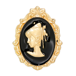 巴洛克美人头像珍珠胸针复古浮雕少女胸花气质毛衣别针西装配饰品
