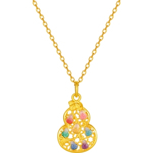 周六福黄金计价5G足金吊坠吉祥金丝葫芦挂坠葫芦兄弟系列节日礼物