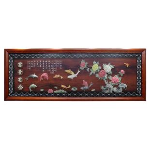 壁画客厅挂画沙发背景墙装饰画大气玉雕画中式餐厅实木牌匾中堂画