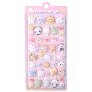 日系植绒3D立体浮雕贴纸sticker儿童可爱动物贴手机壳DIY装饰贴画