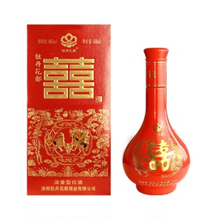 喜酒结婚订婚摆台红喜酒 婚宴喜宴红双喜酒46 度浓香型纯粮白酒