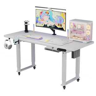 乘胜双电机电动升降桌四立柱家用实木电脑桌智能办公桌自动书桌