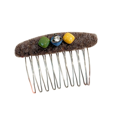 彩色珠子装饰毛绒发梳