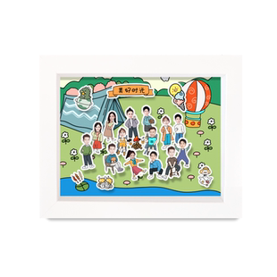 团队创意公司多人集体送合照幼儿园定制diy卡通生日立体相框礼物