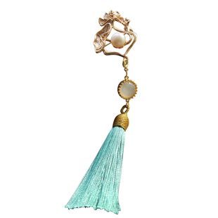 青雀记原创手工设计压襟胸针流苏穗子复古古典披肩扣别针胸花青荷