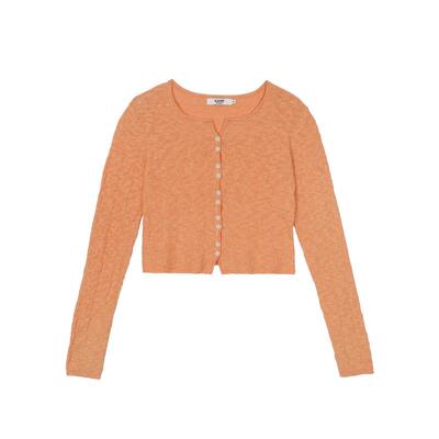 亚麻棉针织奶奶开衫长袖复古法式