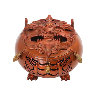 仿古紫铜香炉纯铜家用室内狻猊香薰炉迷你家用摆件创意熏香炉摆件