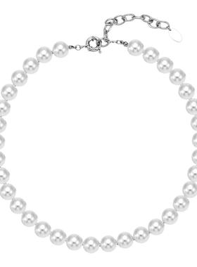 情绪波动大珍珠复古锁骨链