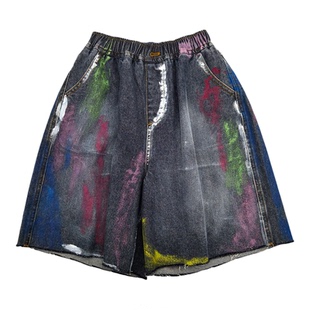 edo1一度26春夏新款童趣印花牛仔短裤儿童设计五分裤夏季时尚裤潮