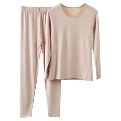 女士圆领羊毛发热保暖内衣套装