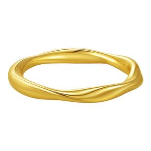 亚一黄金足金几何戒指自在回旋ins几何风简约时尚大气单品百搭