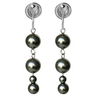 W的手创 老友记瑞秋同款大溪地黑珍珠无耳洞S925银耳勾蚊香盘耳夹