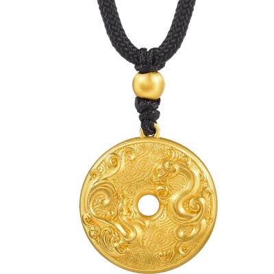 周生生足金东方古法平安扣项链