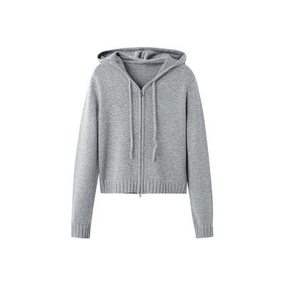 TKYSHOP连帽拉链针织开衫