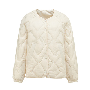 2025新款秋冬季羽绒服女菱格款女款小个子圆领外套白鸭绒内胆轻薄