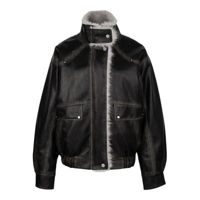 韩国设计师小众品牌时尚皮衣皮褂