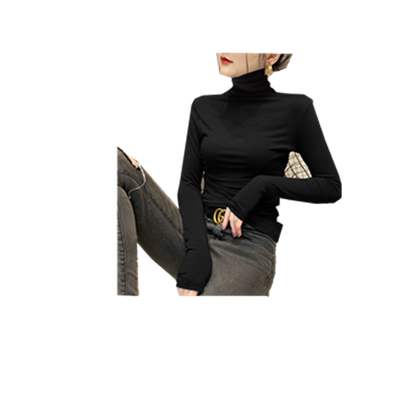 堆堆领打底衫女春秋季2025冬新款加绒内搭修身长袖上衣堆堆领T恤