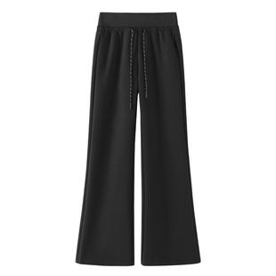 班尼路S&K系列黑色直筒喇叭裤女2026春季新款垂感休闲慵懒风卫裤N