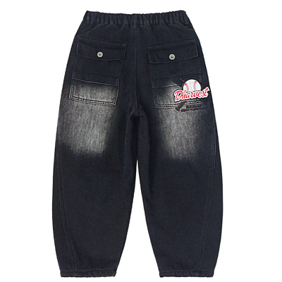 男童秋冬加绒中大童牛仔裤