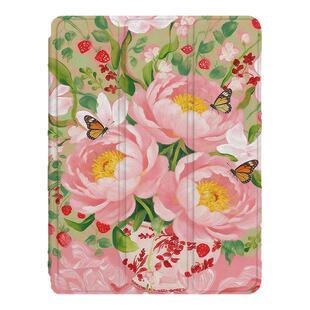 适用苹果ipadpro国风牡丹air7花朵2025新款mini6第10代11寸2023版12.9三折蝴蝶3带笔槽5平板4芍药保护套壳潮