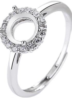 镀S925纯银万能女戒指空托椭圆形