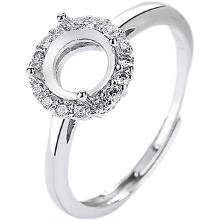 9乘11镀S925纯银万能女戒指空托爱心7乘9 镶嵌宝石翡翠椭圆形戒面