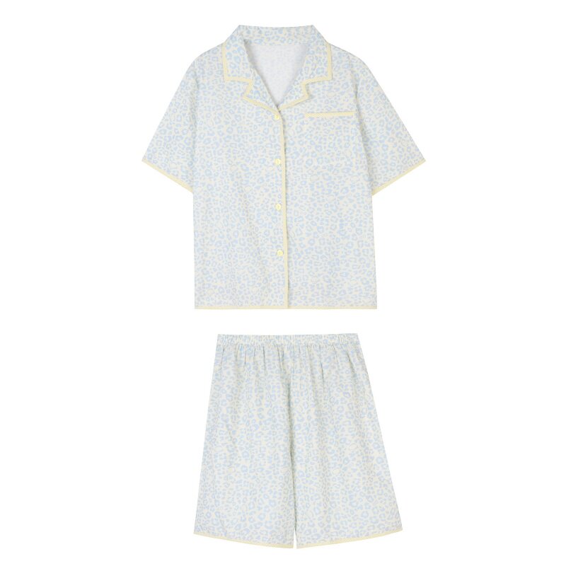 韩系温柔夏季天豹纹女士睡衣套装